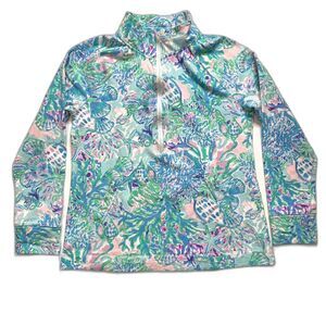 Lilly Pulitzer Skipper Popover Long Sleeve 1/2 zip Collared Shirt Medium